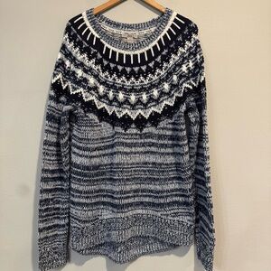 GH Bass Women’s  Fair Isle Sweater Nordic Ski Pullover Crew Neck XL